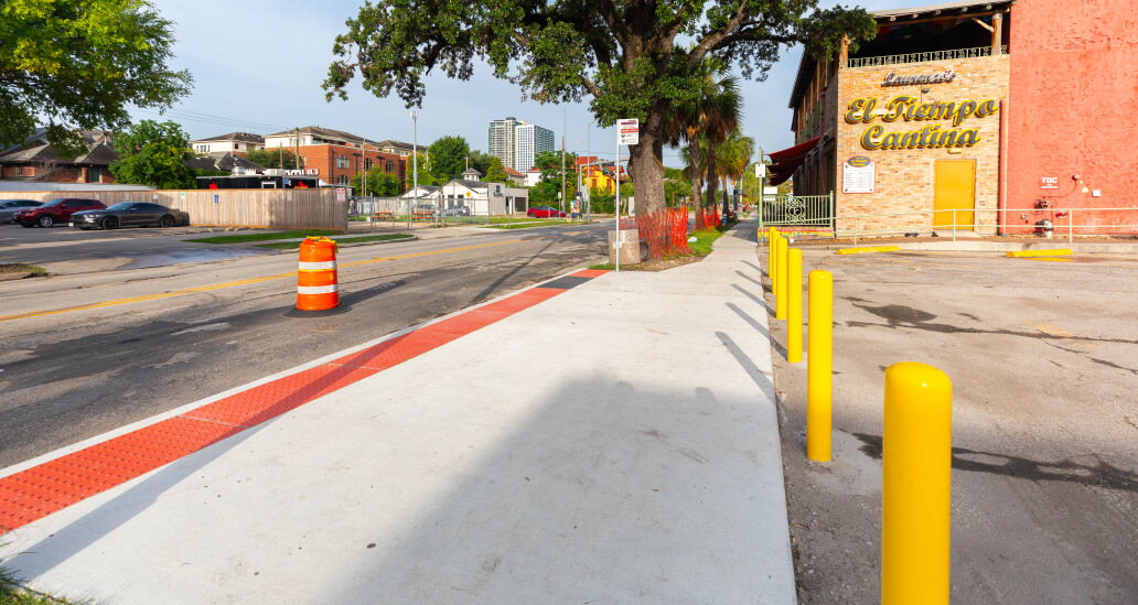 Completed sidewalk repairs on Westheimer Road near Taft Street