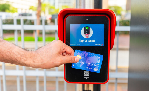 Credit card tapped on a fare validator